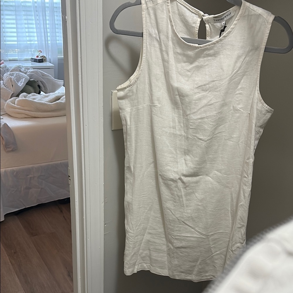 WeWoreWhat White Linen Sleeveless Mini Dress